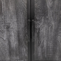 Zara 72" Gunmetal Black Mango Wood Iron and 4-Door Sideboard