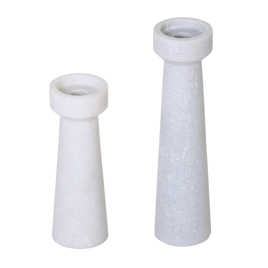 Felipa Candle Stand Set of 2 Marble - White