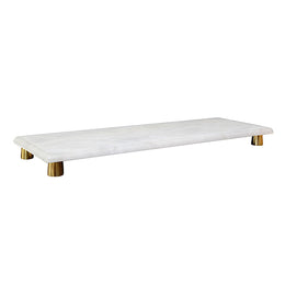 White Marble Tray With Brass Feet