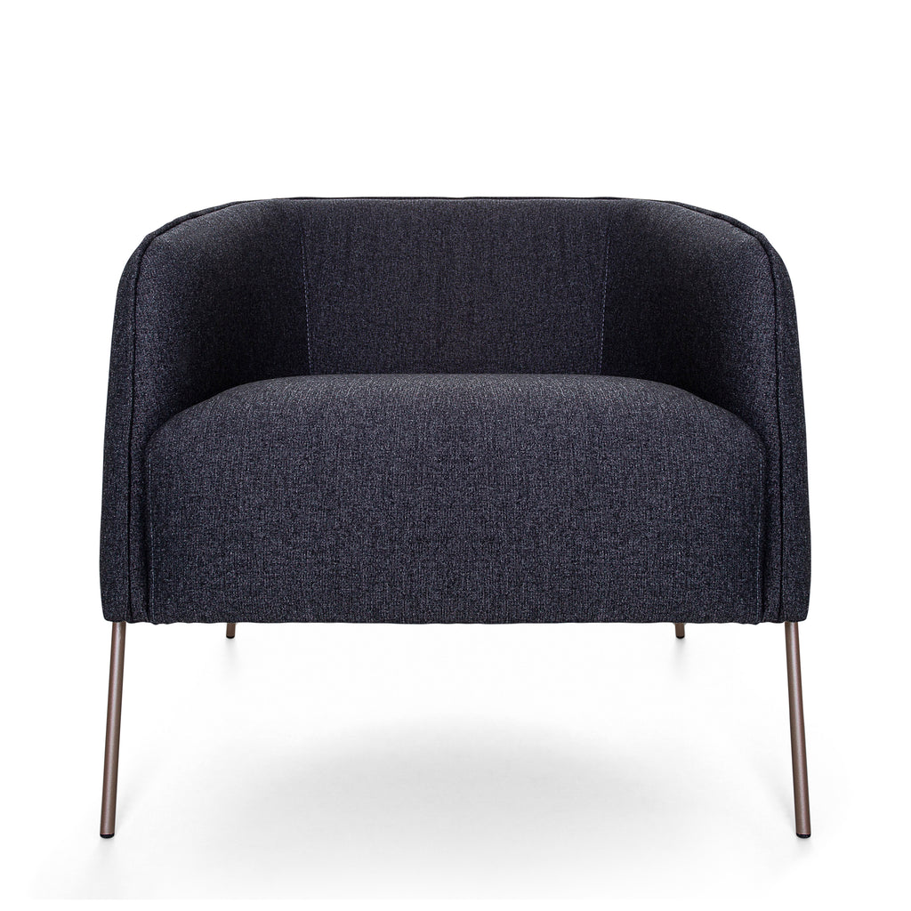 Contemporary Bella Armchair Featuring Metal Frame and Black Fabric