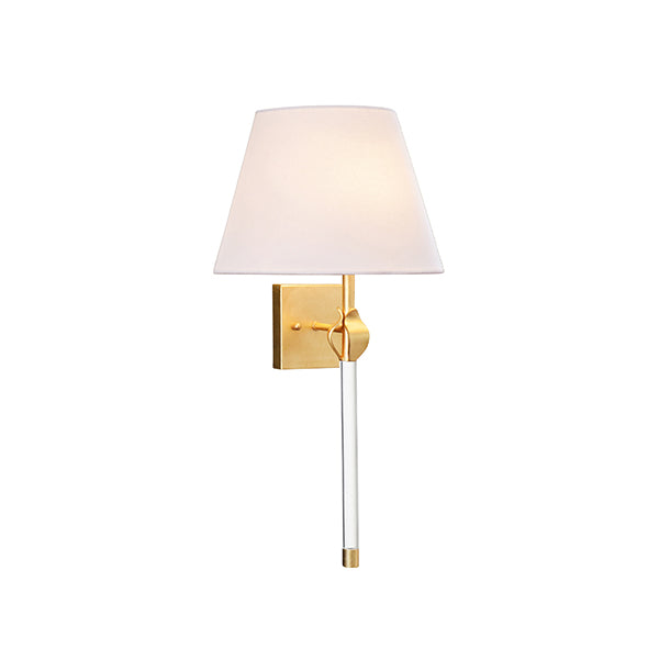 Sconce With Acrylic Pole And Leaf Detail In Gold Leaf