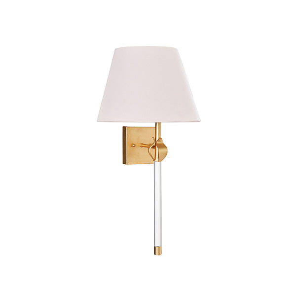 Sconce With Acrylic Pole And Leaf Detail In Gold Leaf