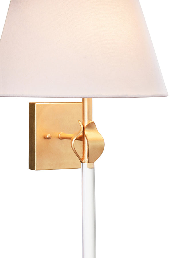 Sconce With Acrylic Pole And Leaf Detail In Gold Leaf