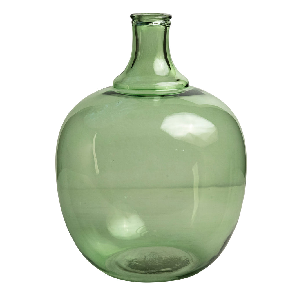 Amaret Translucent Glass Goard Shaped Vase with Tapered Neck, Bright Green