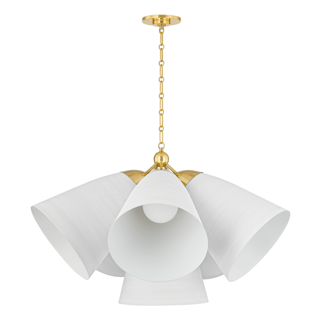 Bronson Chandelier, Aged Brass with White Plaster Shade