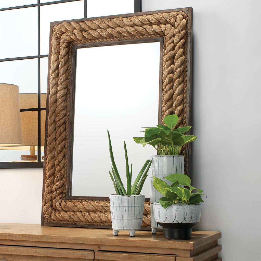 Rectangle Jute Mirror-Natural