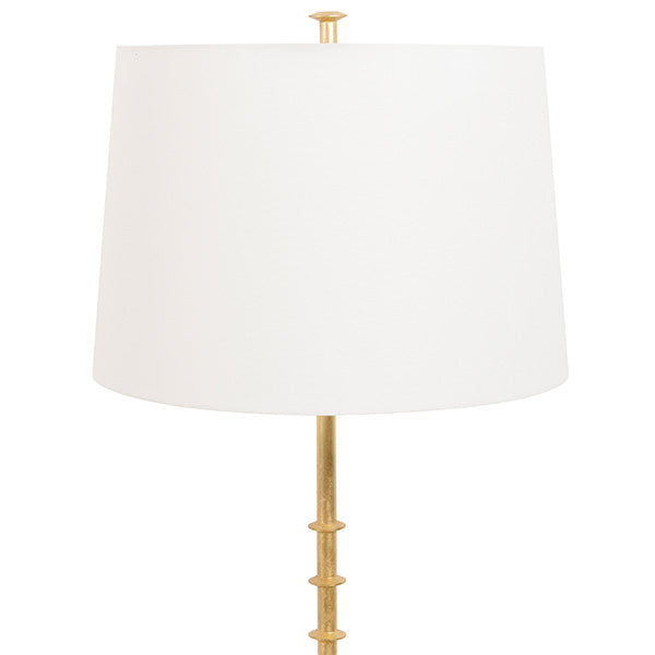 Three Leg Iron Floor Lamp With Ring Detail In Gold Leaf