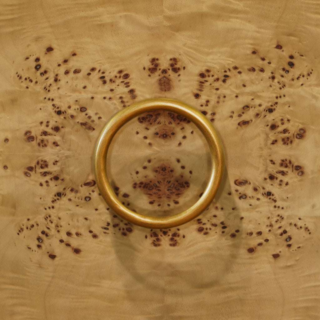 Bath Vanity In Burl Wood With Ant. Brass Hardware