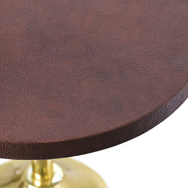 Brass Base Cigar Table With Round Leather Top