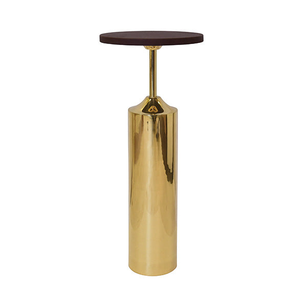 Brass Base Cigar Table With Round Leather Top