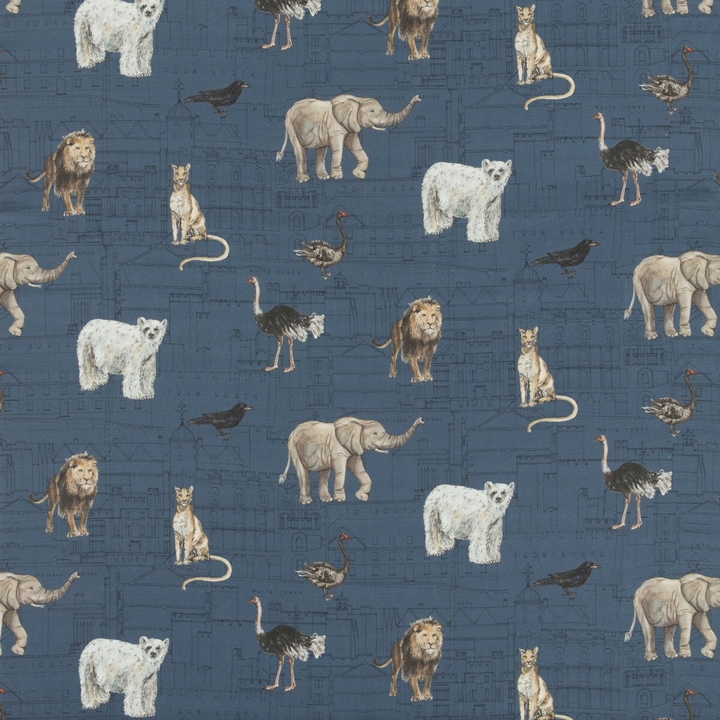 Royal Beasts Linen - Sapphire