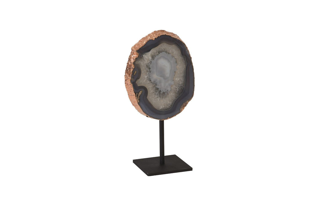 Agate Sculpture, Bronze Edge, Iron Base, Assorted