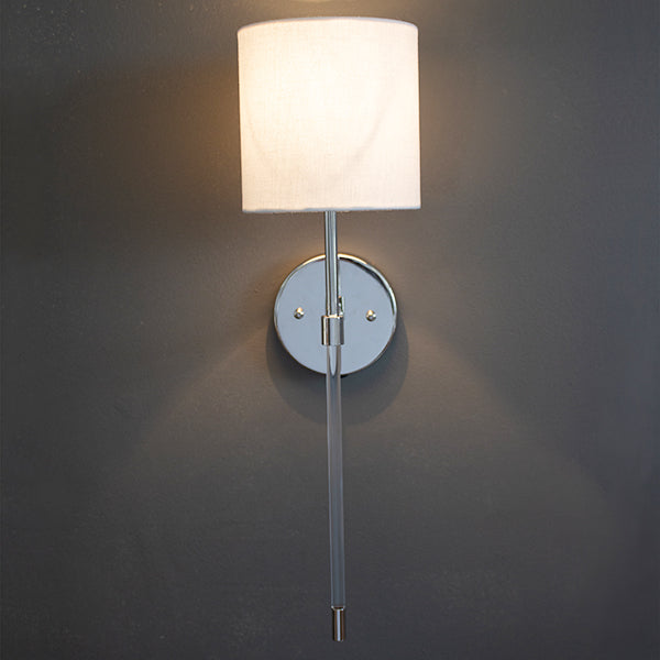 Acrylic Sconce With White Linen Shade In Nickel