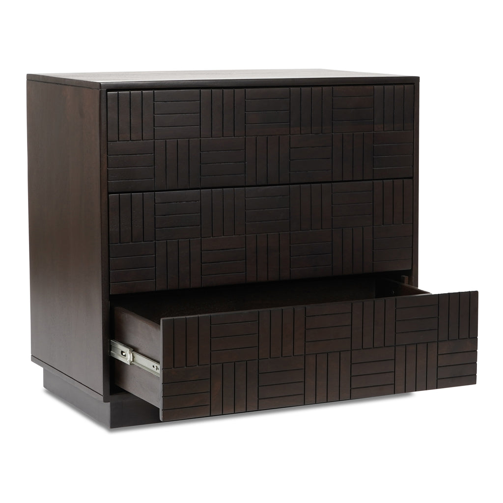 Denman 3 Drawer Nightstand Dark Brown