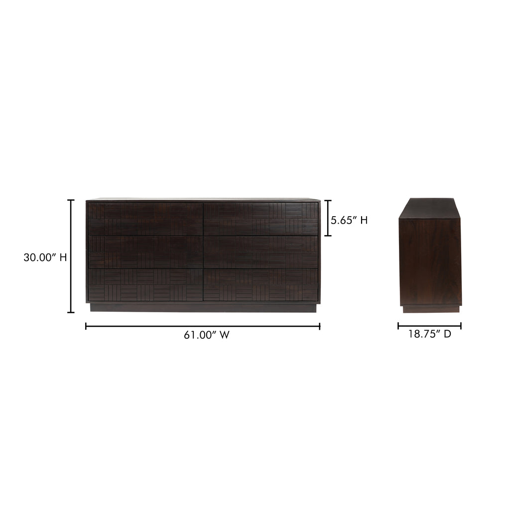 Denman 6 Drawer Dresser Dark Brown