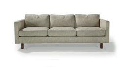 Back To Kansas Sofa In Beige Crypton Performance Fabric With Walnut Legs