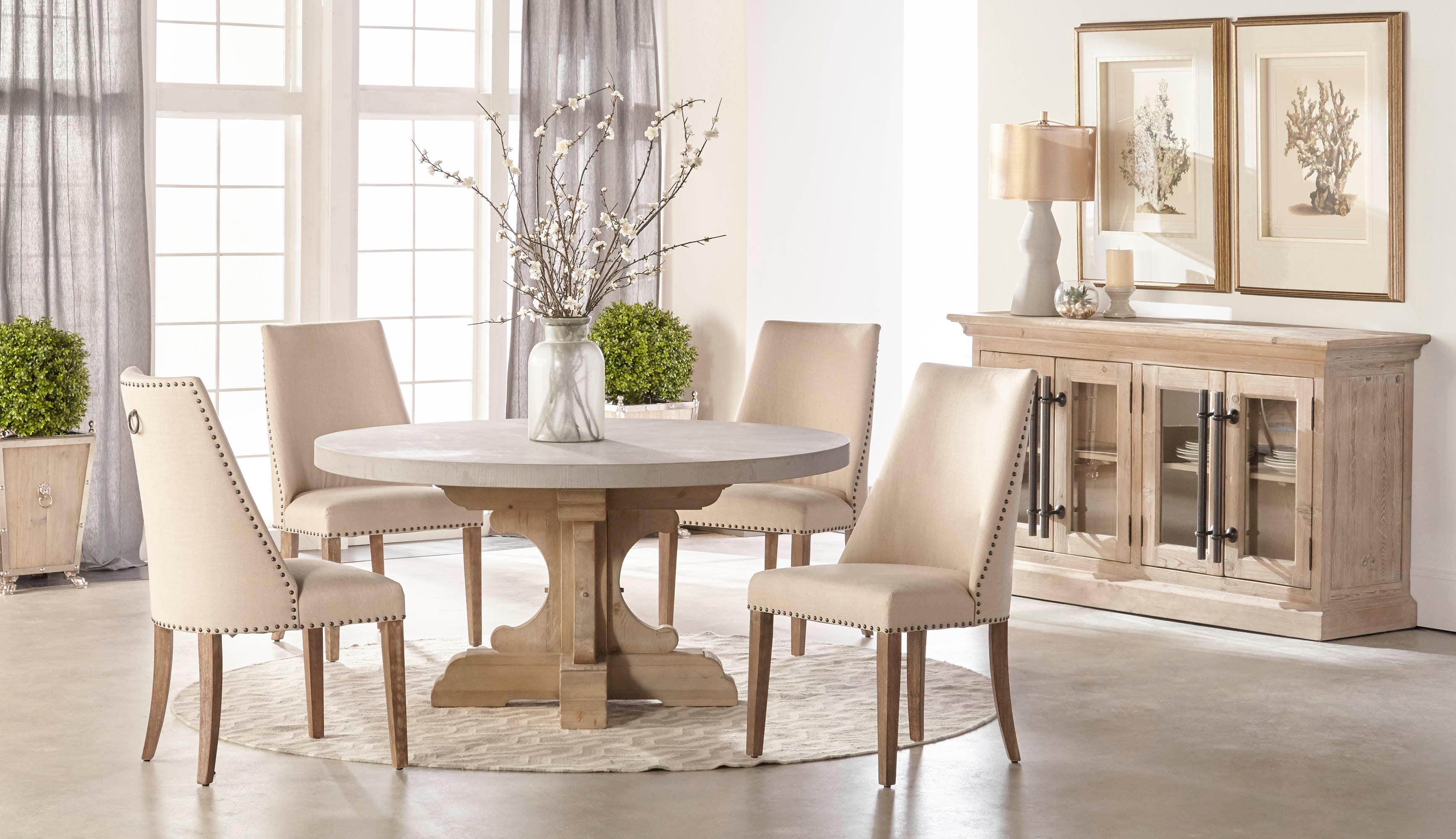 Bastille 60" Round Dining Table Top, Light Grey Concrete