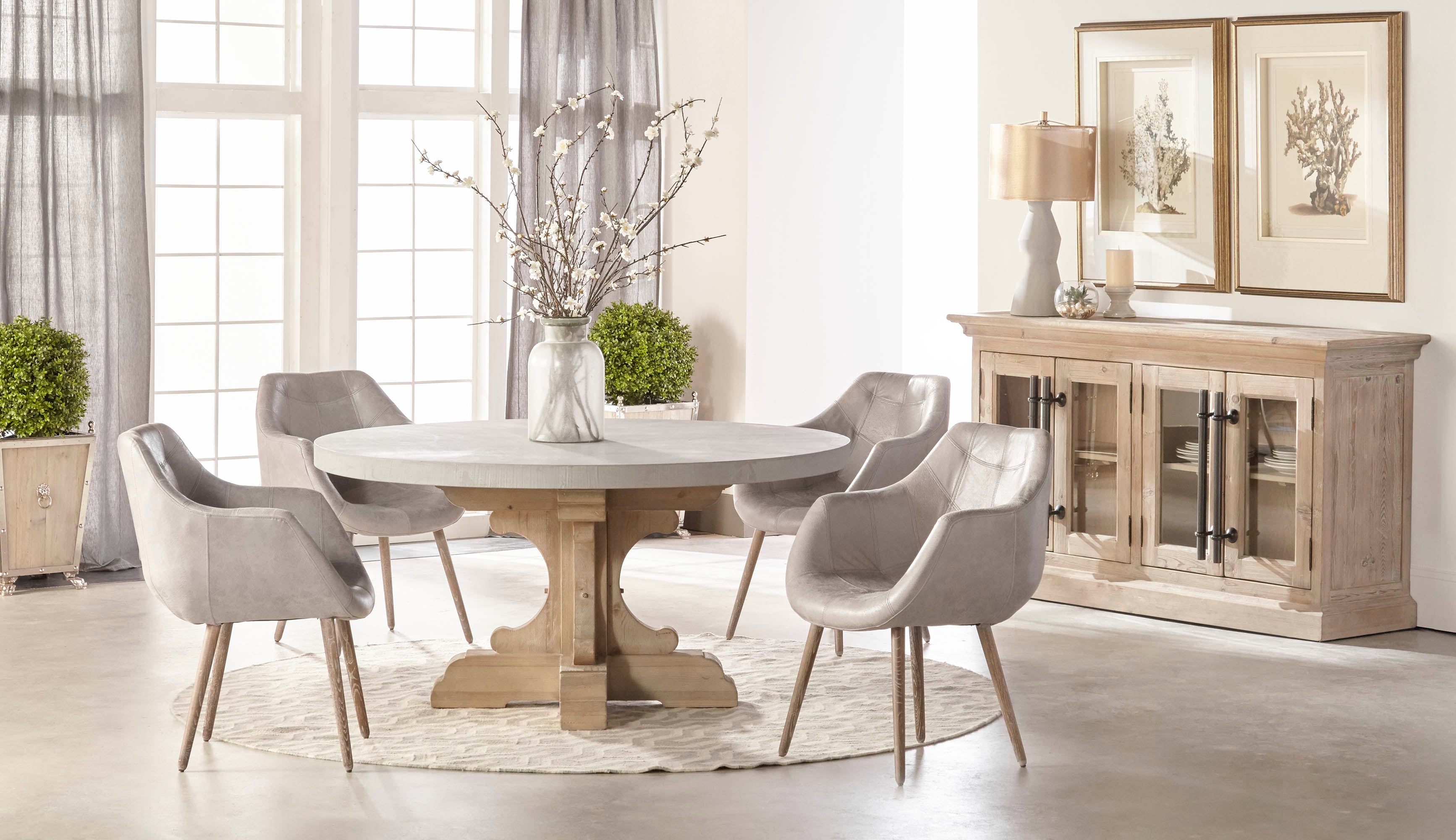 Bastille 60" Round Dining Table Top, Light Grey Concrete