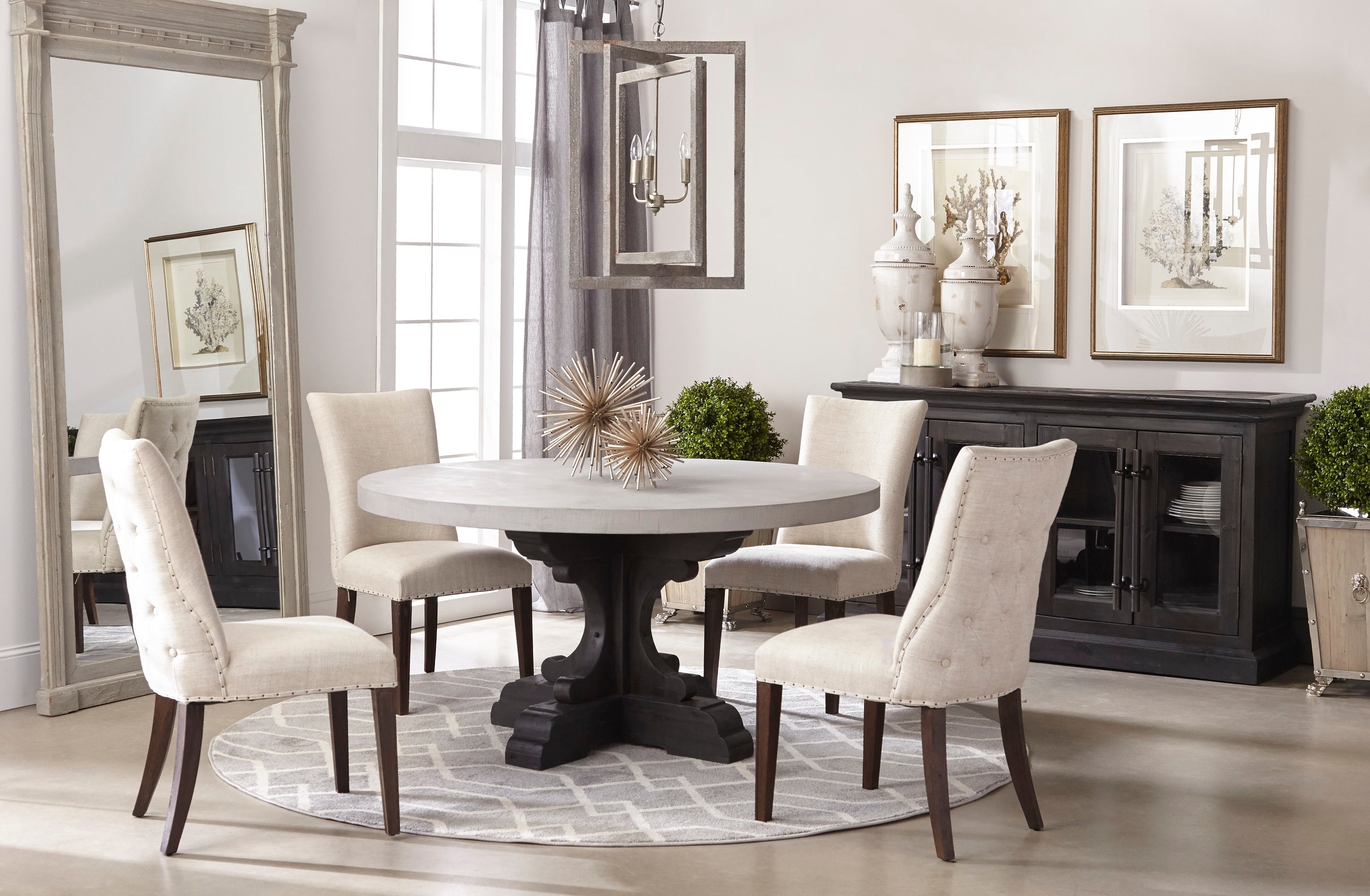 Bastille 60" Round Dining Table Top, Light Grey Concrete
