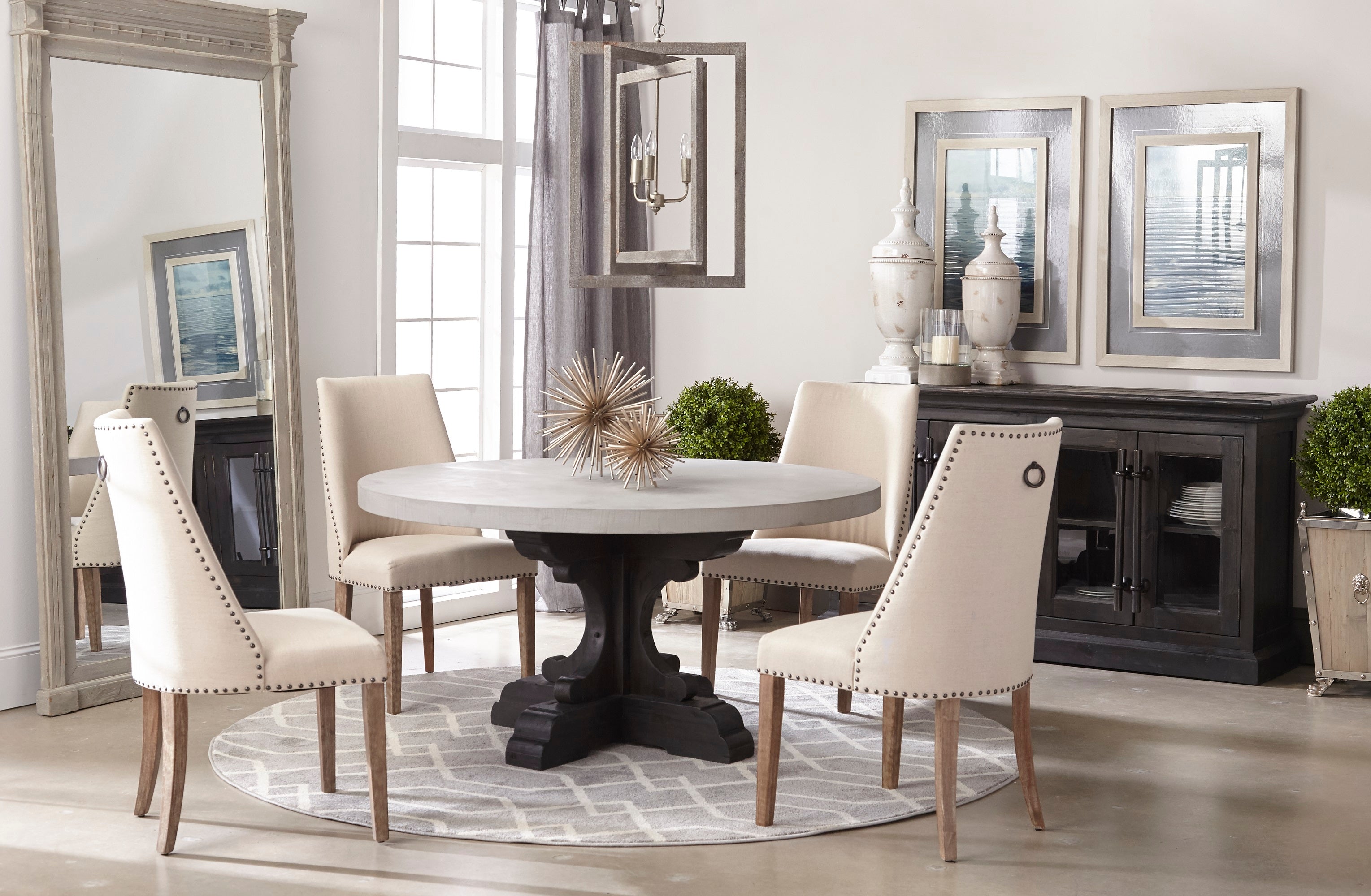 Bastille 60" Round Dining Table Top, Light Grey Concrete