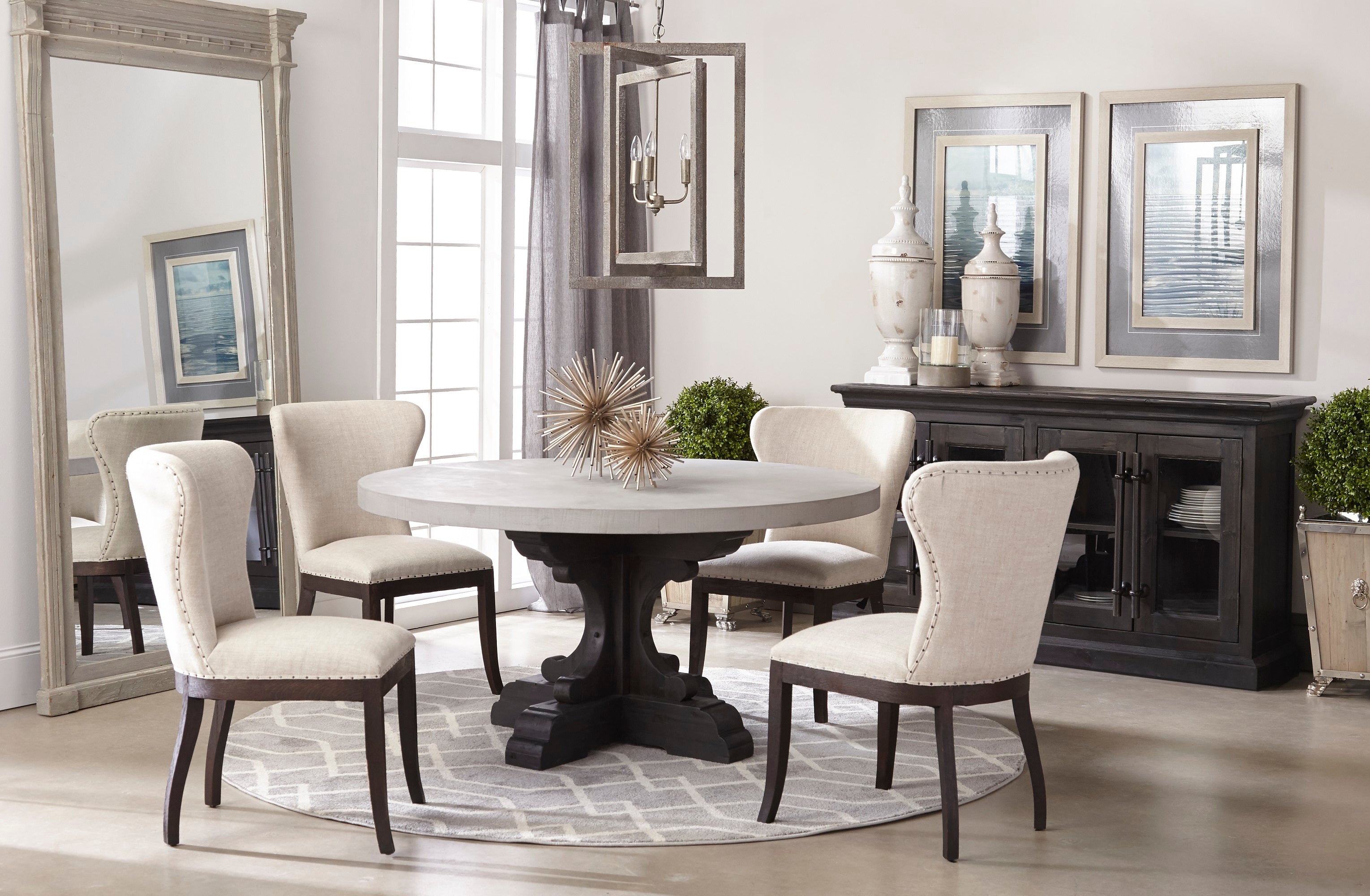 Bastille 60" Round Dining Table Top, Light Grey Concrete