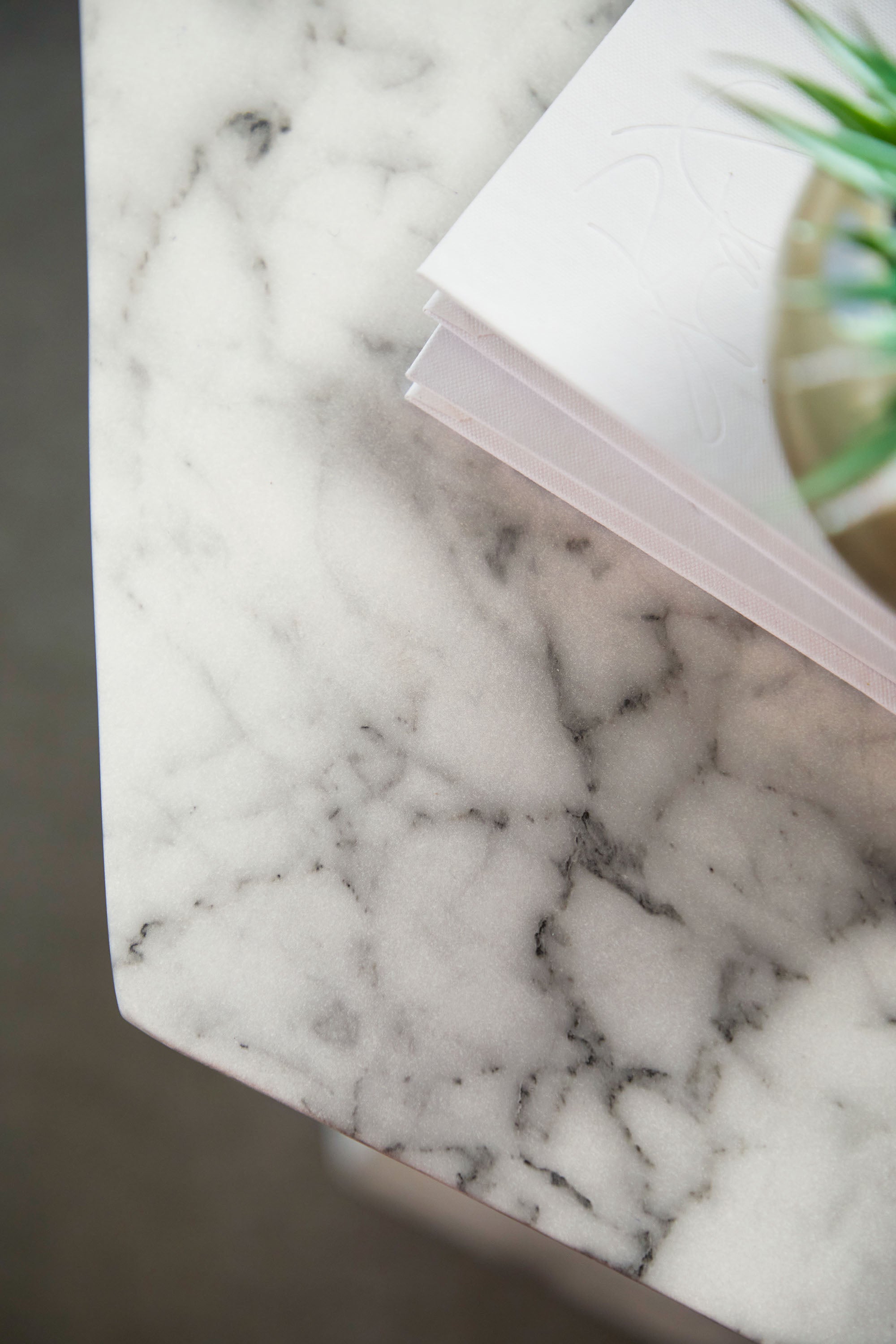Bento Accent Table, Ivory Marble Concrete