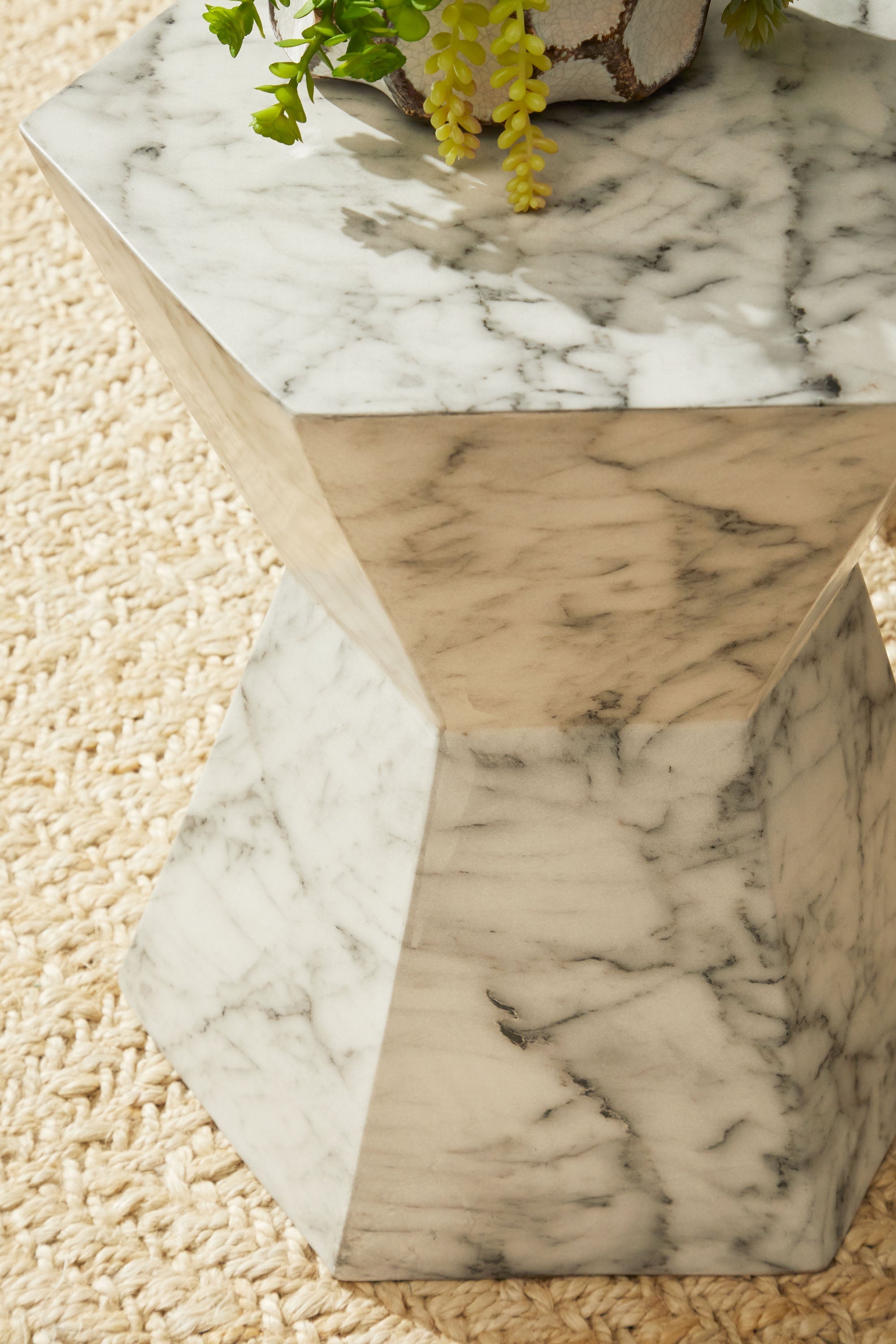 Bento Accent Table, Ivory Marble Concrete