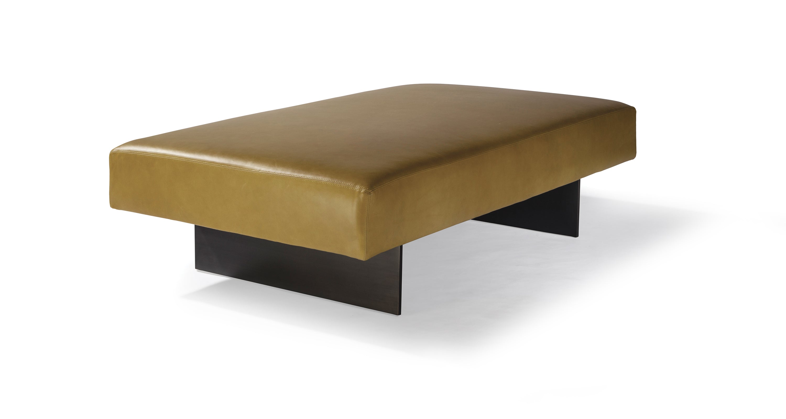 Blade Bench Ottoman In Leather With Dark Bronze Legs