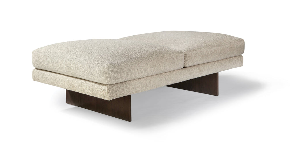 Blade Bench Ottoman In Fabric With Walnut Legs In Crypton Performance Fabric