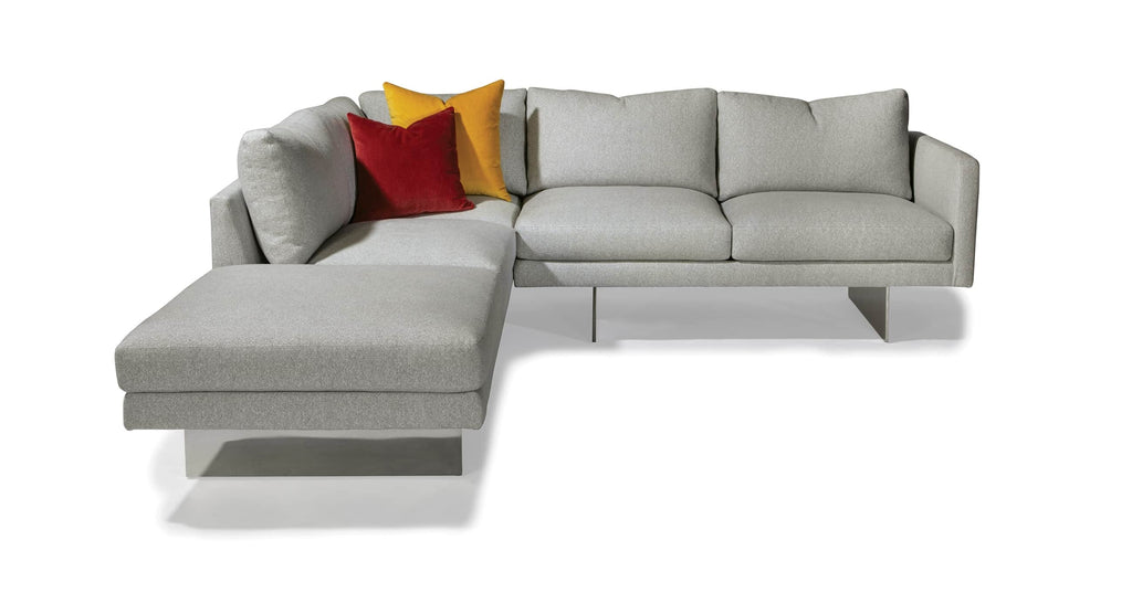 Blade Sectional In Gray Fabric With Polished Stainless Steel Legs