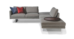 Blade Two Chaise Sectional In Gray Fabric With Polished Stainless Steel Legs