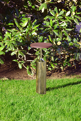 Brass Base Cigar Table With Round Leather Top