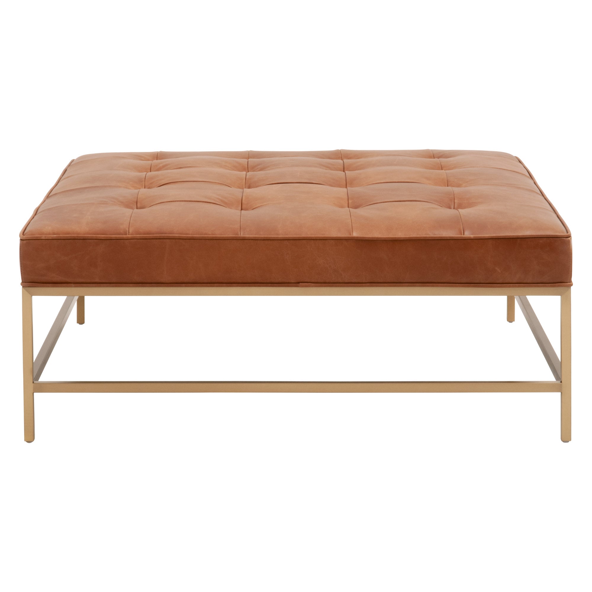 Brule Upholstered Coffee Table, Whiskey Brown Leather