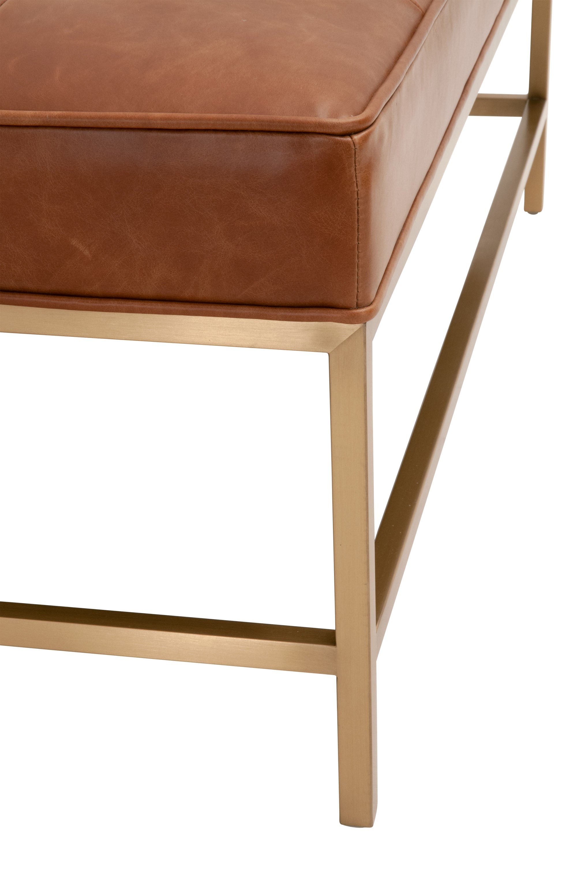 Brule Upholstered Coffee Table, Whiskey Brown Leather