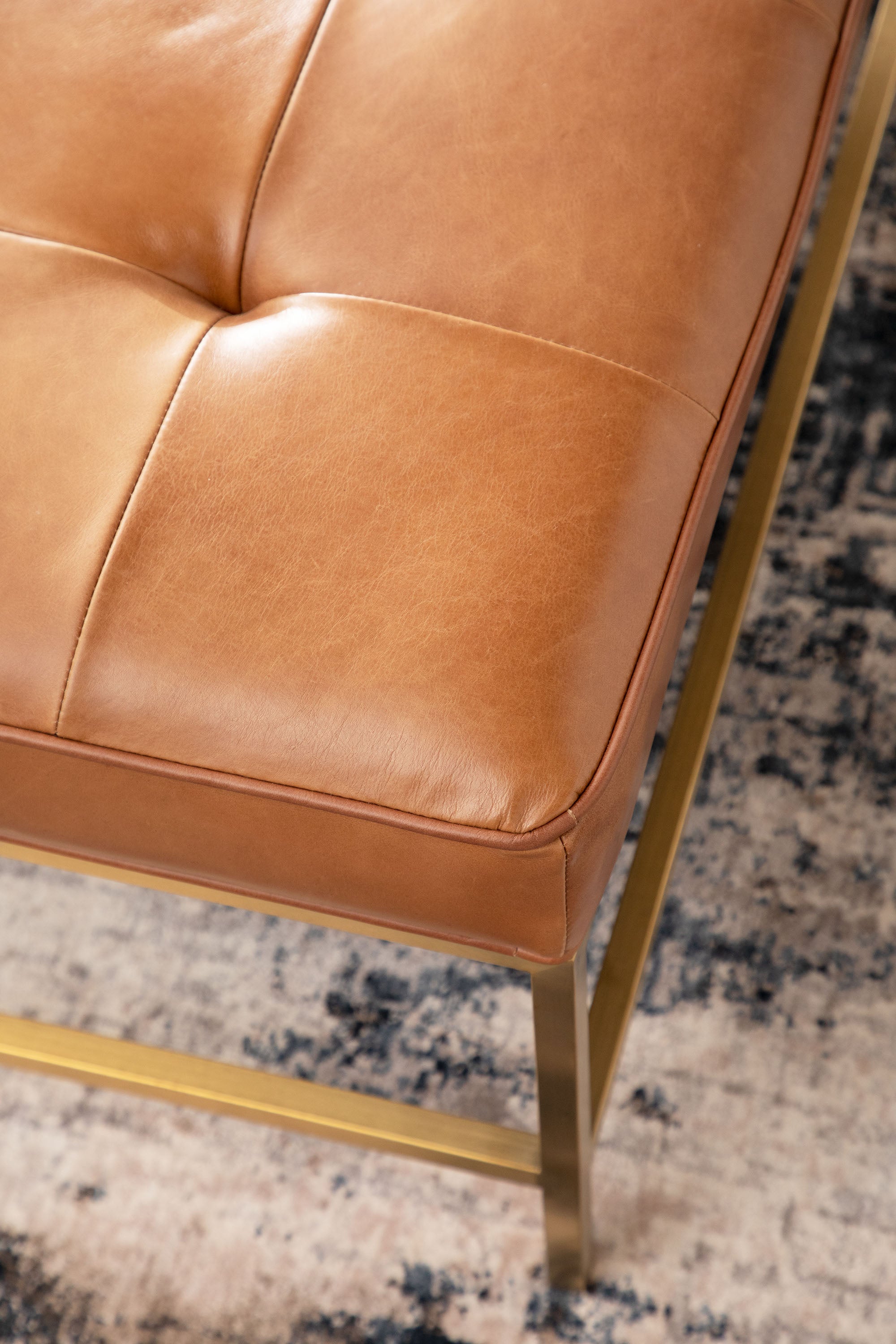 Brule Upholstered Coffee Table, Whiskey Brown Leather