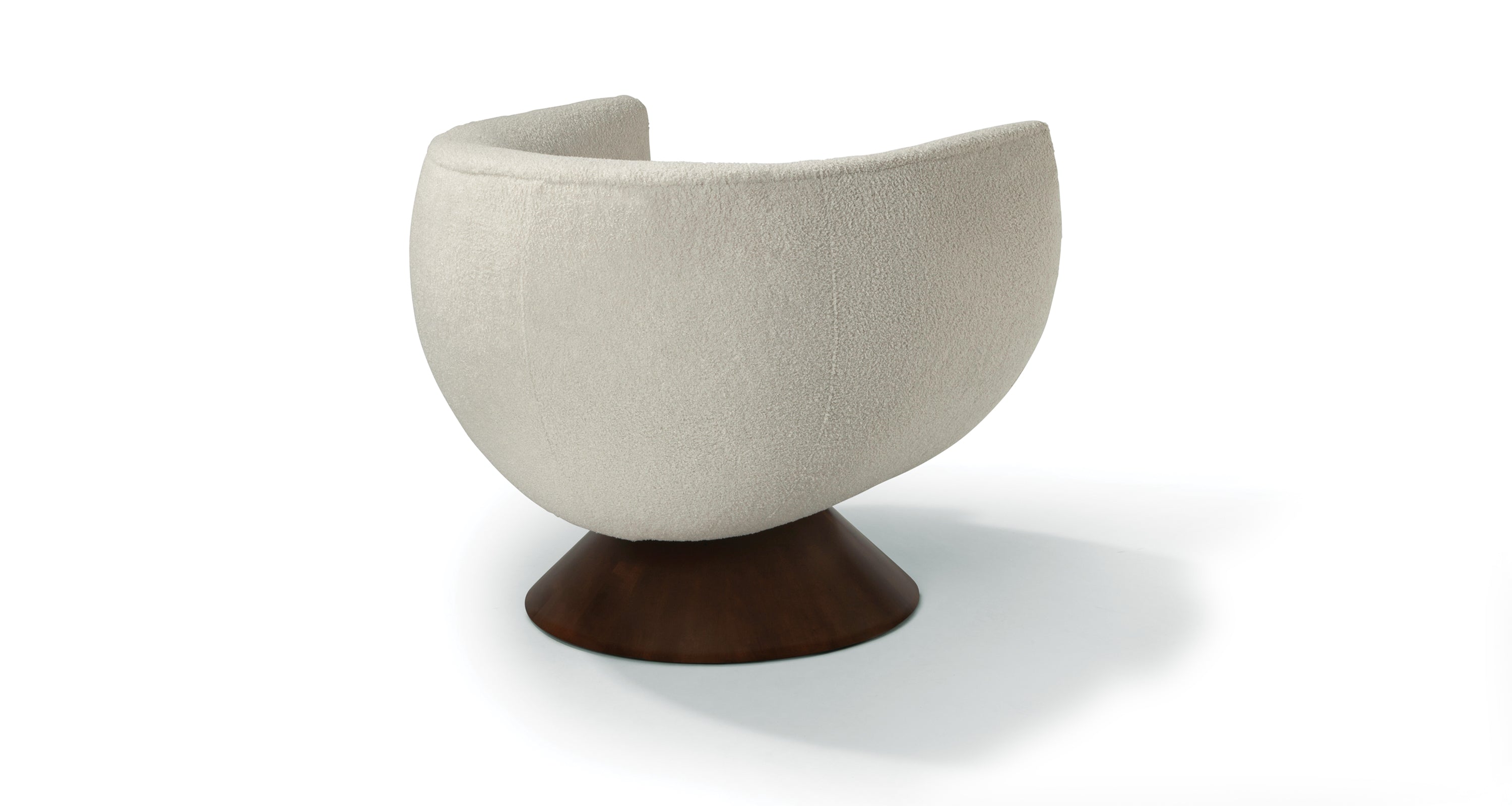 Bubble Swivel Chair In White Fabric With Modern Walnut Base