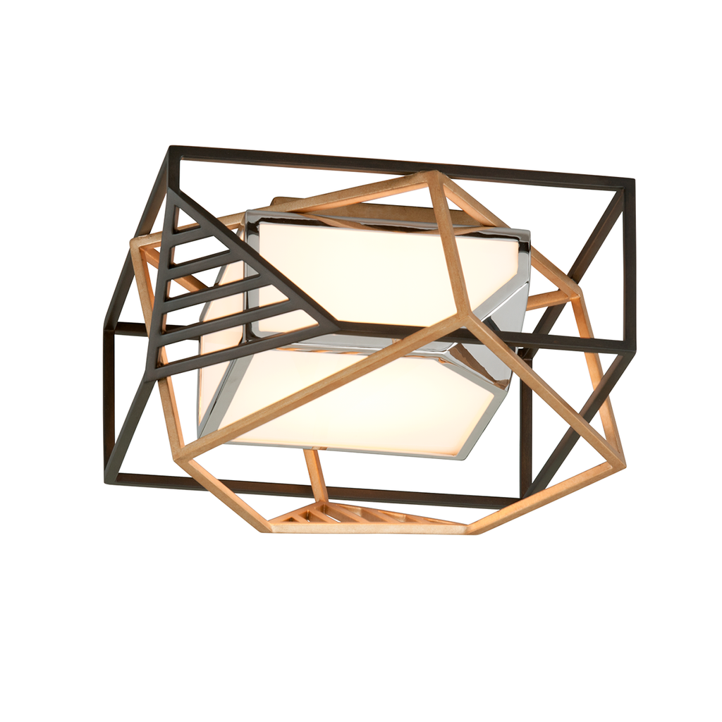 Cubist Flush Mount - Bronze Gold Leaf And Stainless