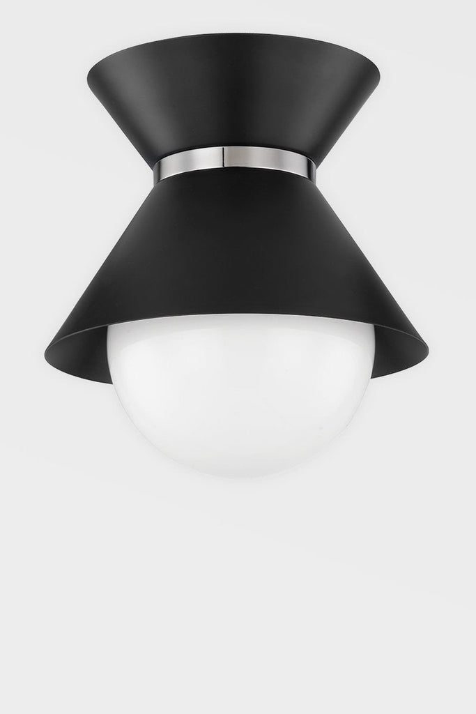 Scout 1 Light Flush Mount - Soft Black/Polished Nickel