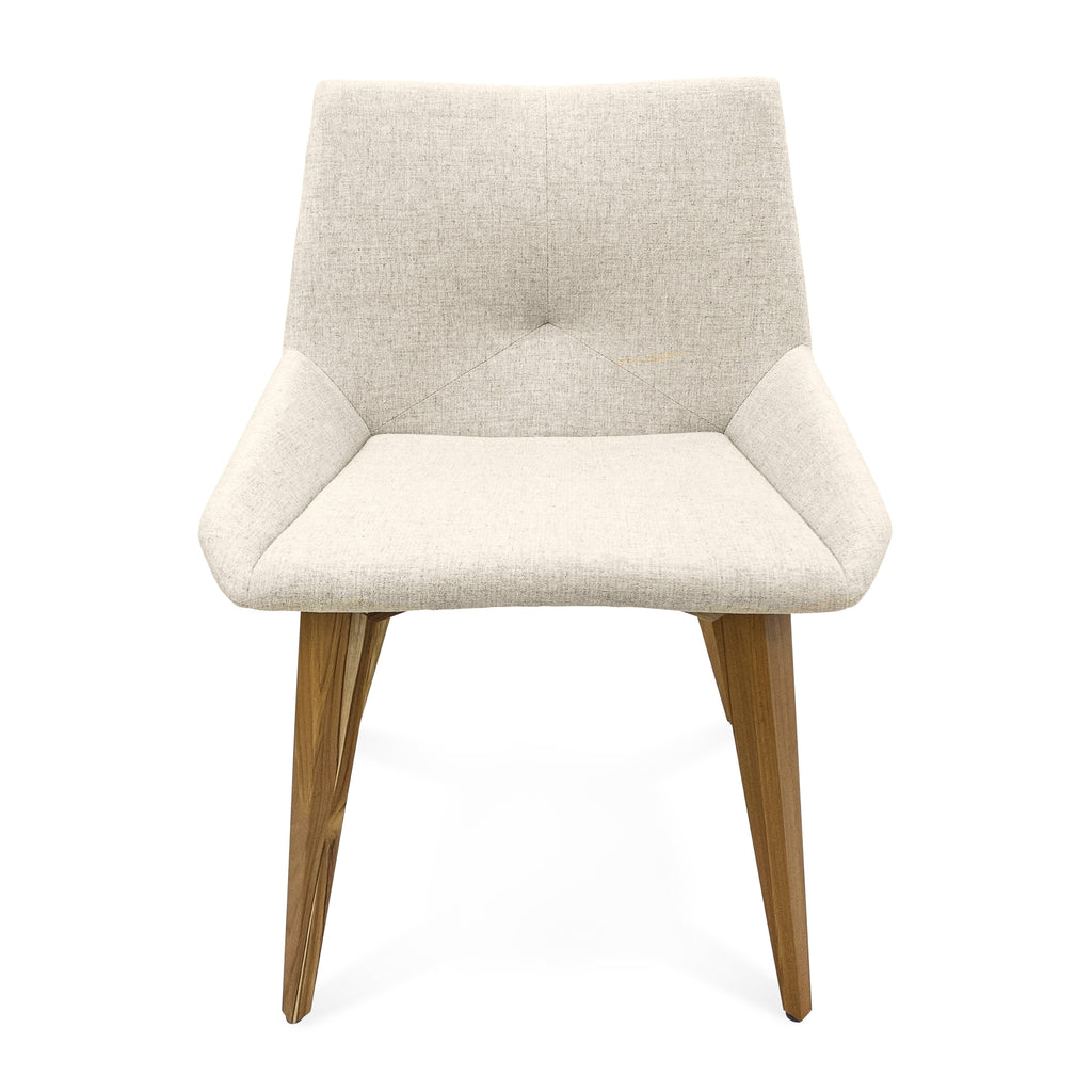 Cubi Dining Chair in Teak with Oatmeal Fabric Seat