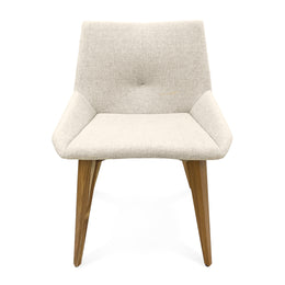 Cubi Dining Chair in Teak with Oatmeal Fabric Seat