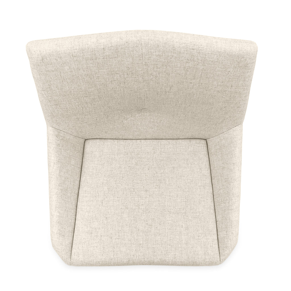 Cubi Dining Chair in Teak with Oatmeal Fabric Seat