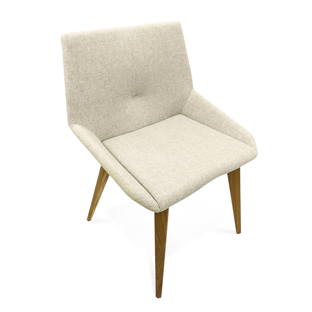 Cubi Dining Chair in Teak with Oatmeal Fabric Seat