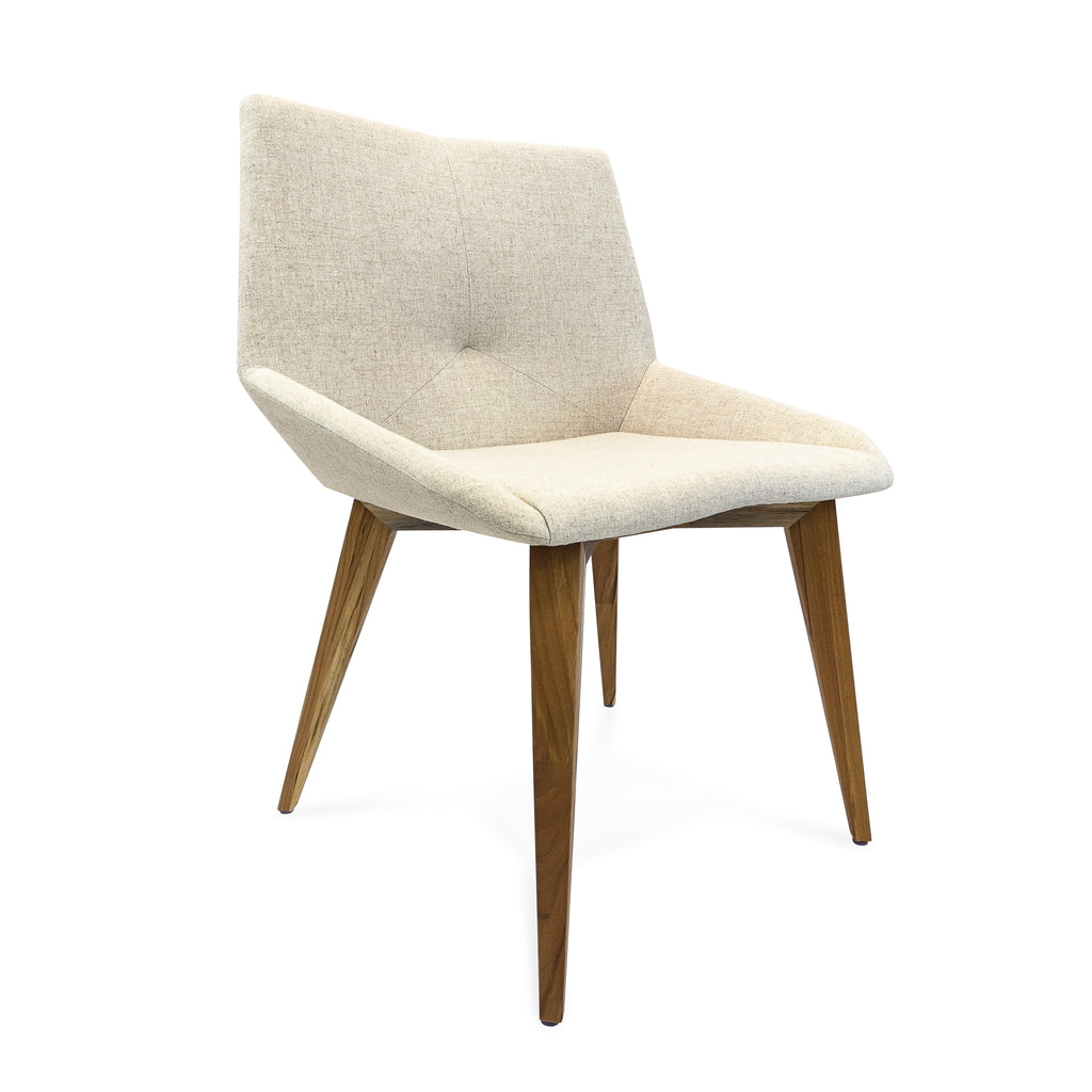 Cubi Dining Chair in Teak with Oatmeal Fabric Seat