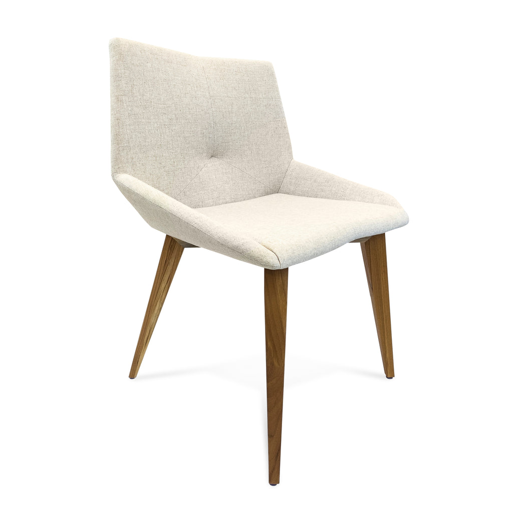 Cubi Dining Chair in Teak with Oatmeal Fabric Seat