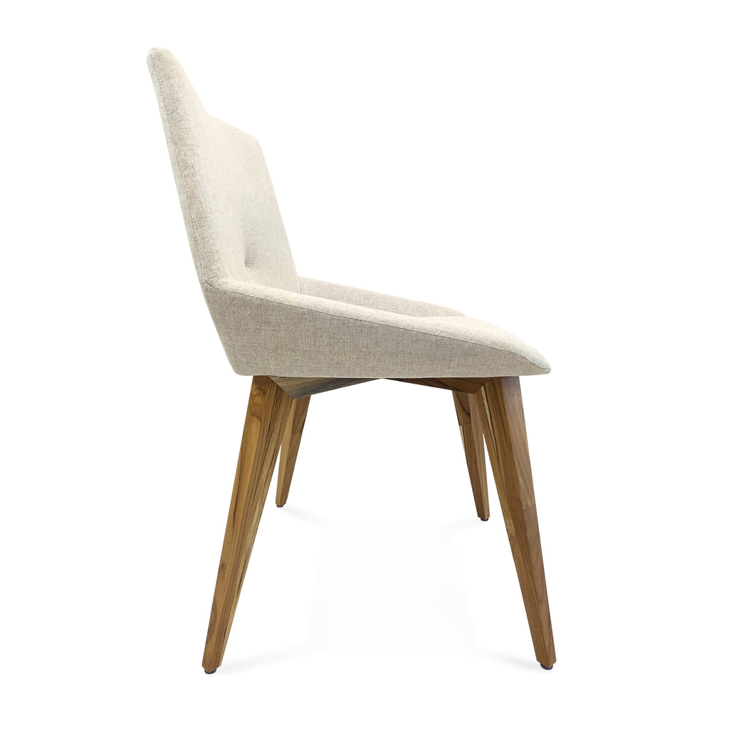 Cubi Dining Chair in Teak with Oatmeal Fabric Seat