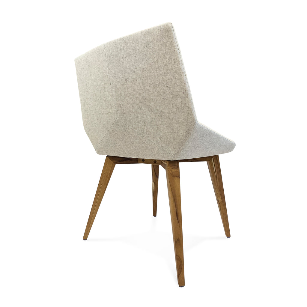 Cubi Dining Chair in Teak with Oatmeal Fabric Seat