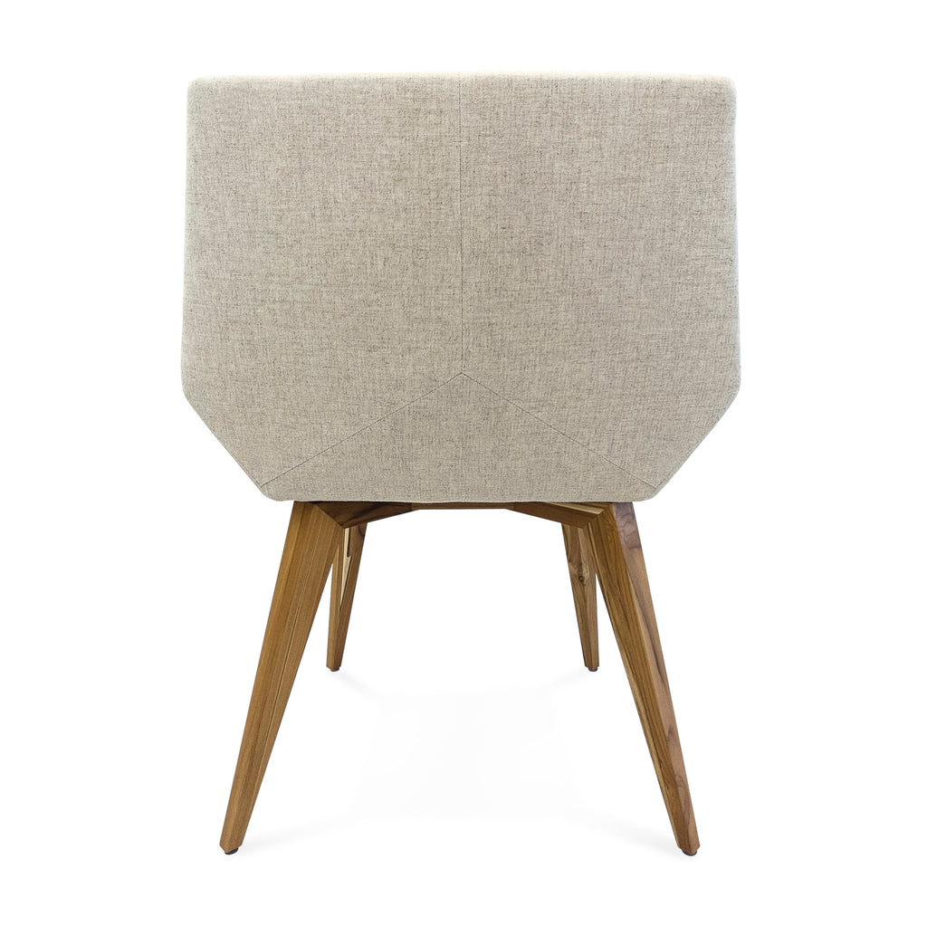 Cubi Dining Chair in Teak with Oatmeal Fabric Seat