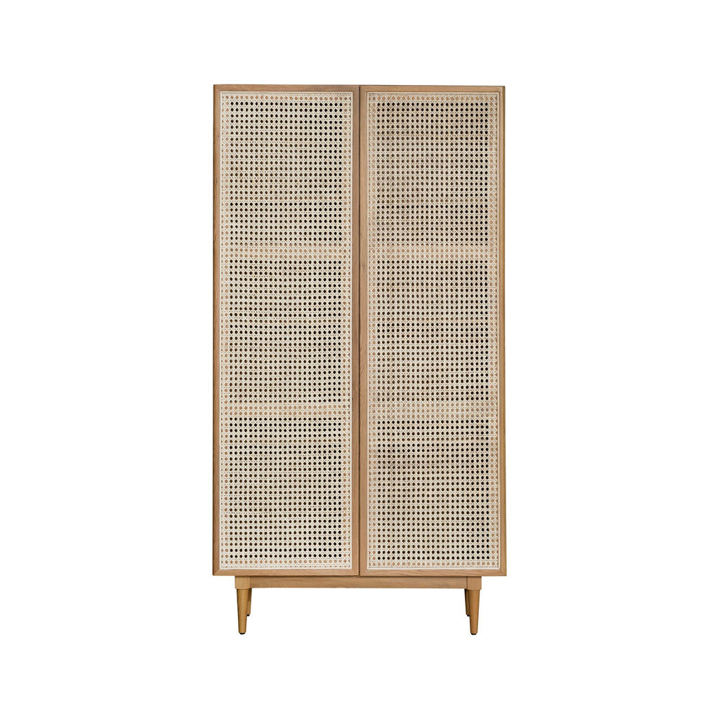 Cane Bookcase With Full Doors - Natural