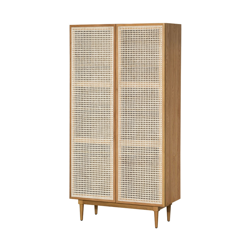 Cane Bookcase With Full Doors - Natural