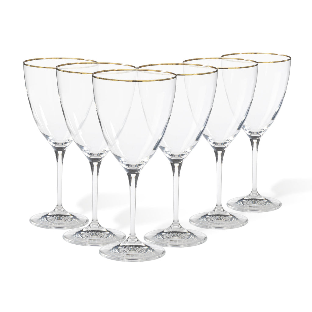 Sensa Set of 6 Water Glasses W/ Golden Rim